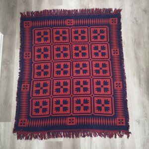 Woven unbranded Red & Navy Fringed Edges Throw/Blanket